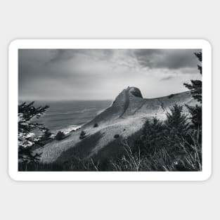 God's Thumb Photograph - Oregon Coast - Black and White Sticker